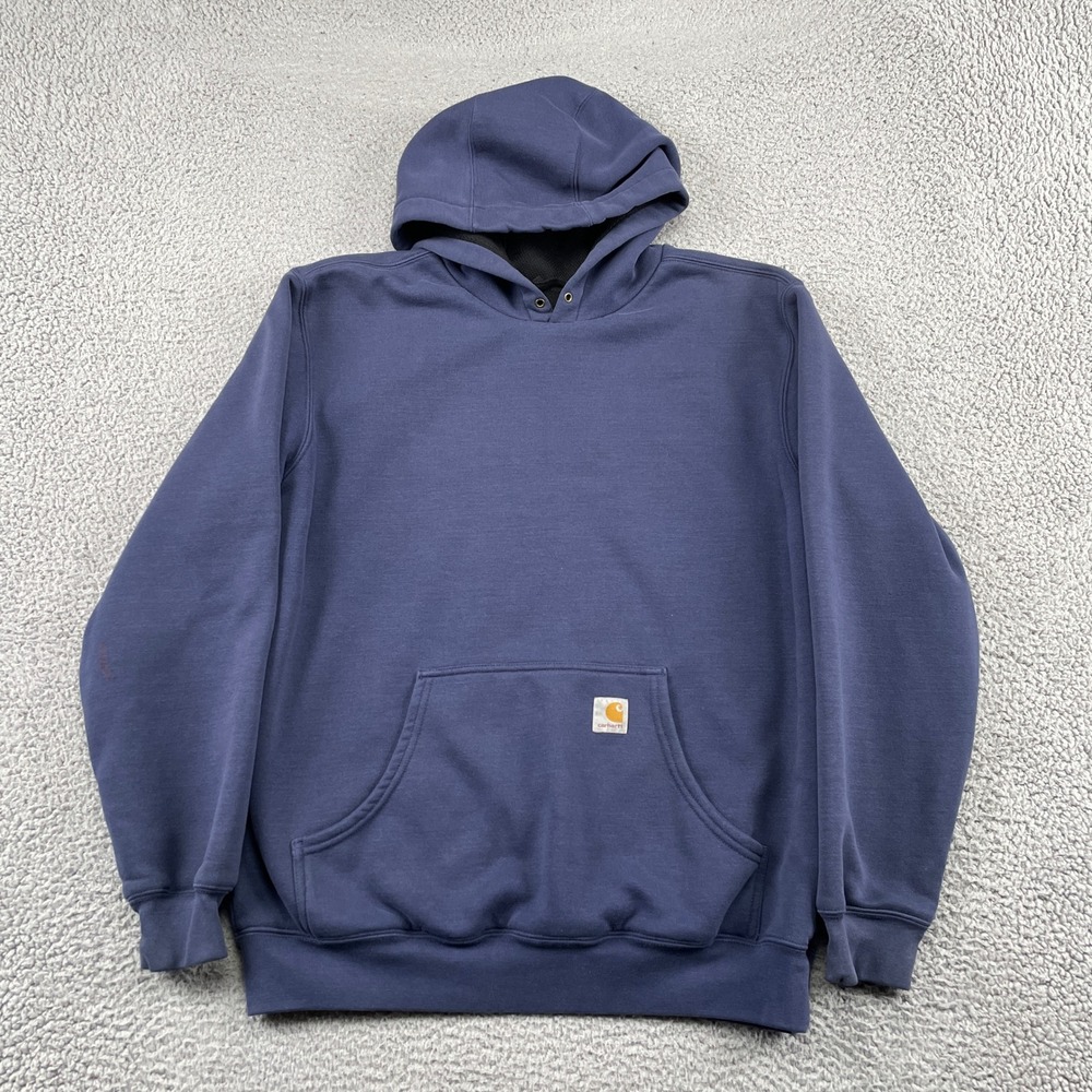 Carhartt Hoodie Mens M Blue J170 NVY Rain Defender Thermal Lined Workwear